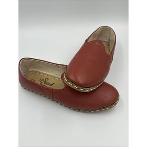 Sabah Red Leather Slip On Loafers Shoes EU 44 US 10.5–11 Handmade Turkey NWOB